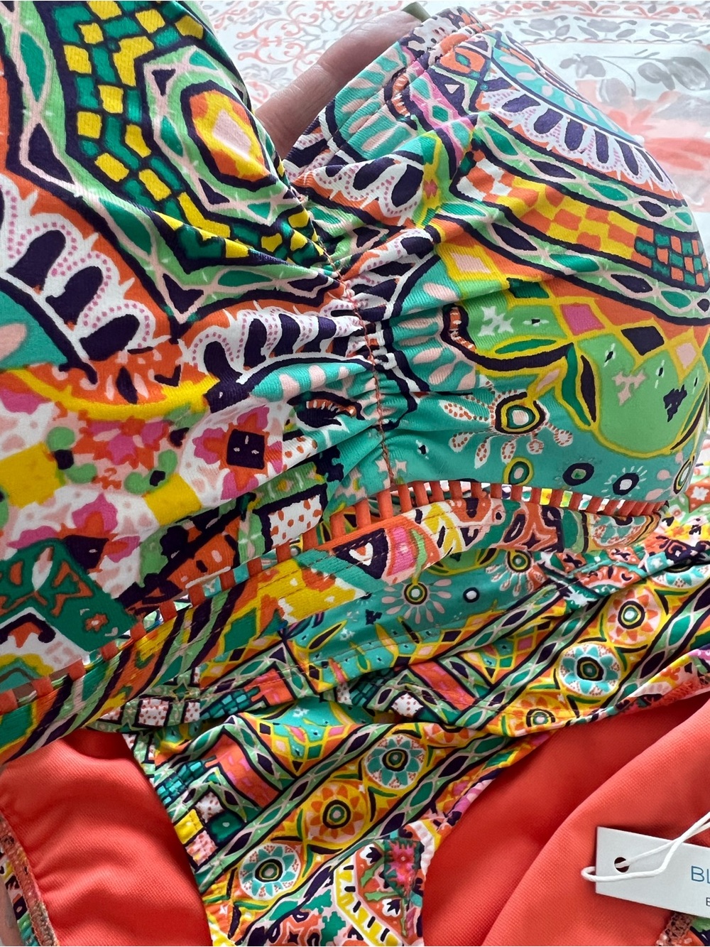 Bleu Rod Beattie Multicolor Bandeau Bikini — Teal, Coral, Yellow, Pink - Picture 2 of 9